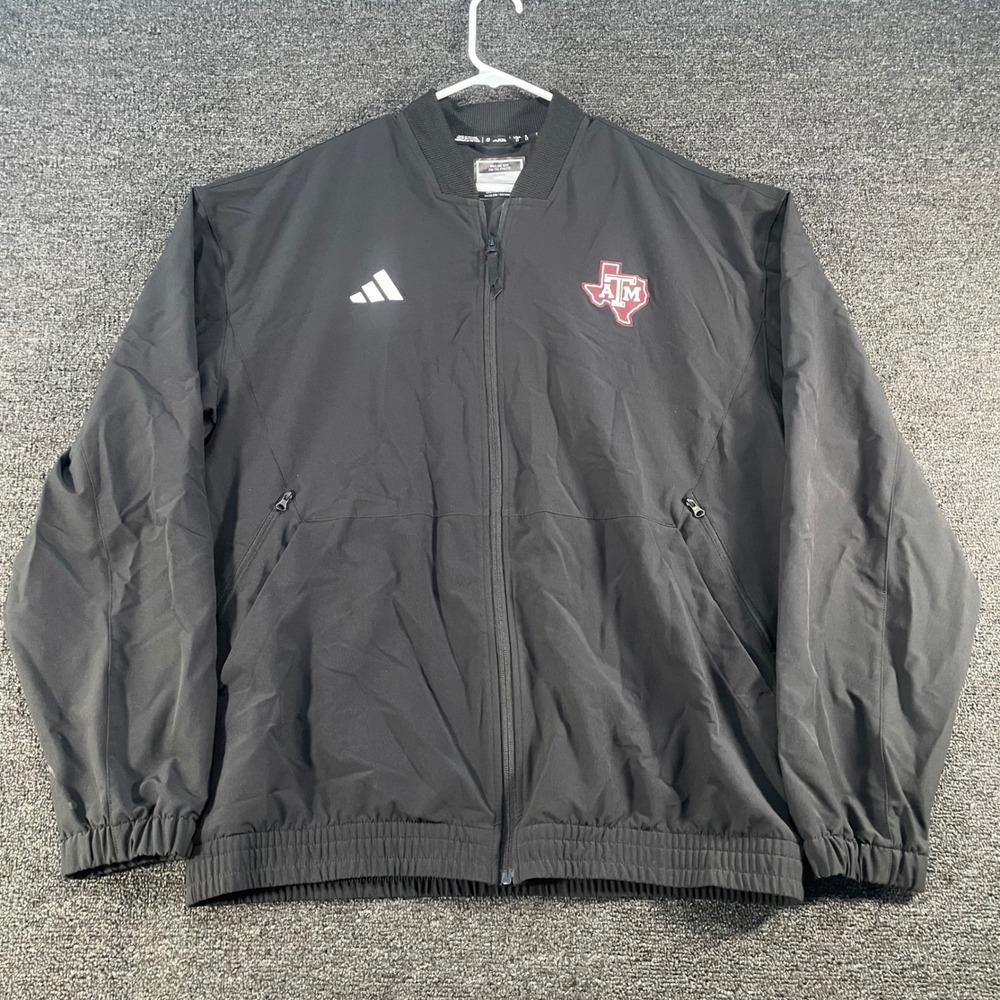Adidas Texas A&M Jacket Mens LT Black Excellent Full Zip Sideline IP8596